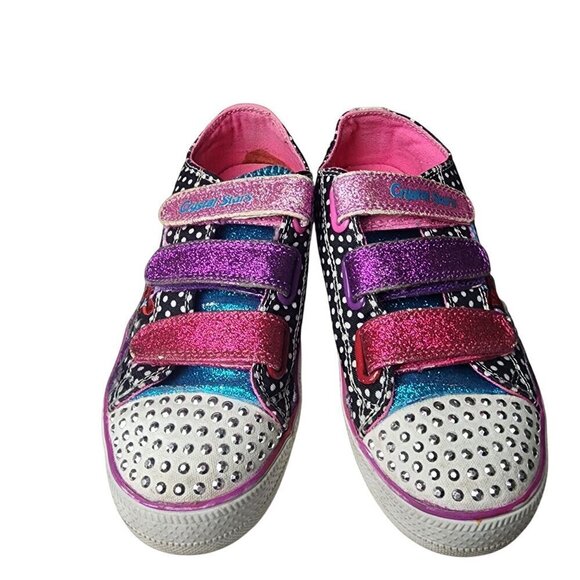 Skechers Twinkle Toes Low Top Sneakers Pink Purple Sparkles Size 2 - Picture 4 of 10